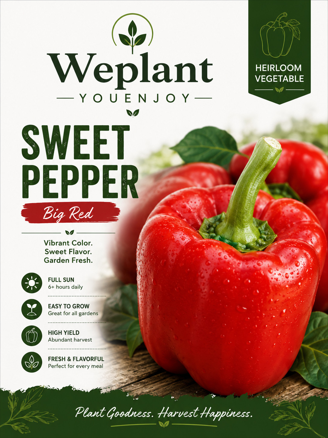 Keystone Red bell pepper seeds organic Non – GMO Heirloom