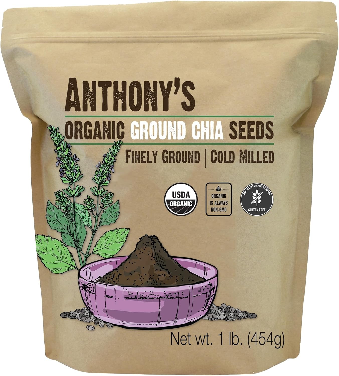 Anthony’s Organic Ground Chia Seed, 1 lb, Finely Ground, 16 Ounce (Pack of 1)