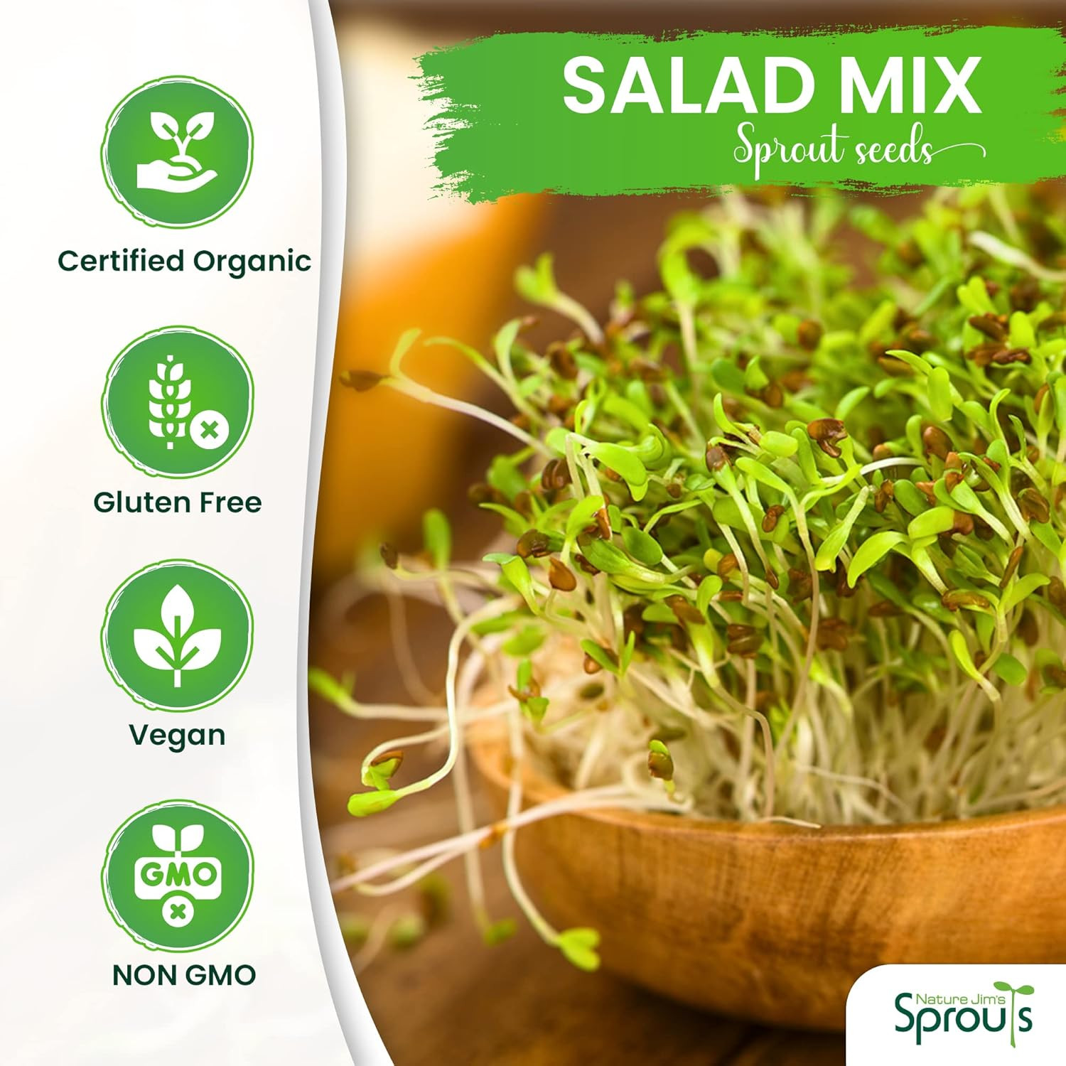 Salad Sprout Mix – Organic Salad Mix for Growing – Non-Gmo Microgreen Seeds – He