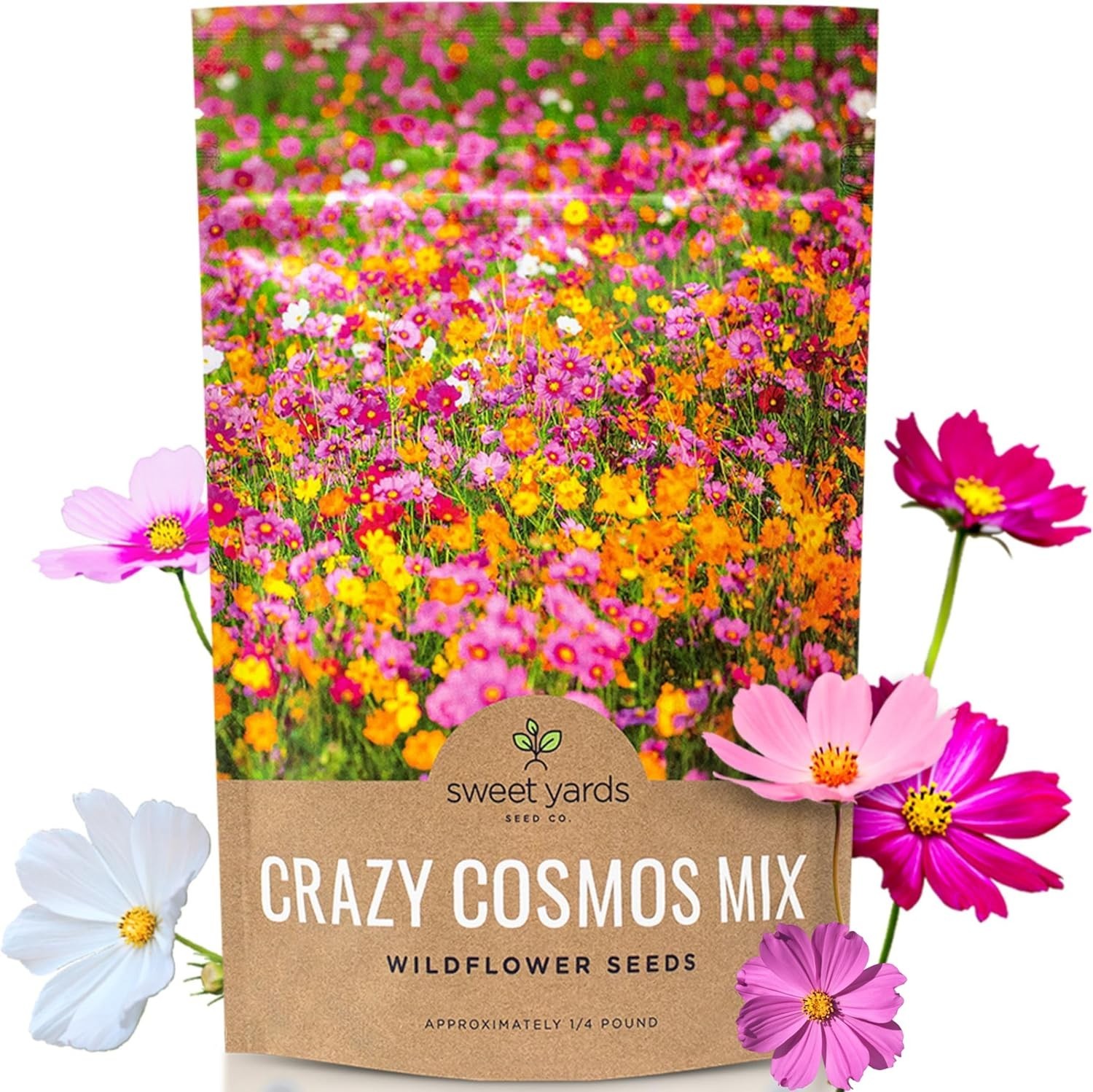 Stunning Cosmos Wildflower Seeds – Quarter Pound Bulk, 20,000 Multi-Color Seeds