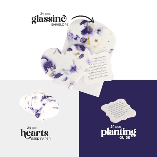 Heart Seed Paper Set of 24 Writable Plantable Wildflower with Envelopes