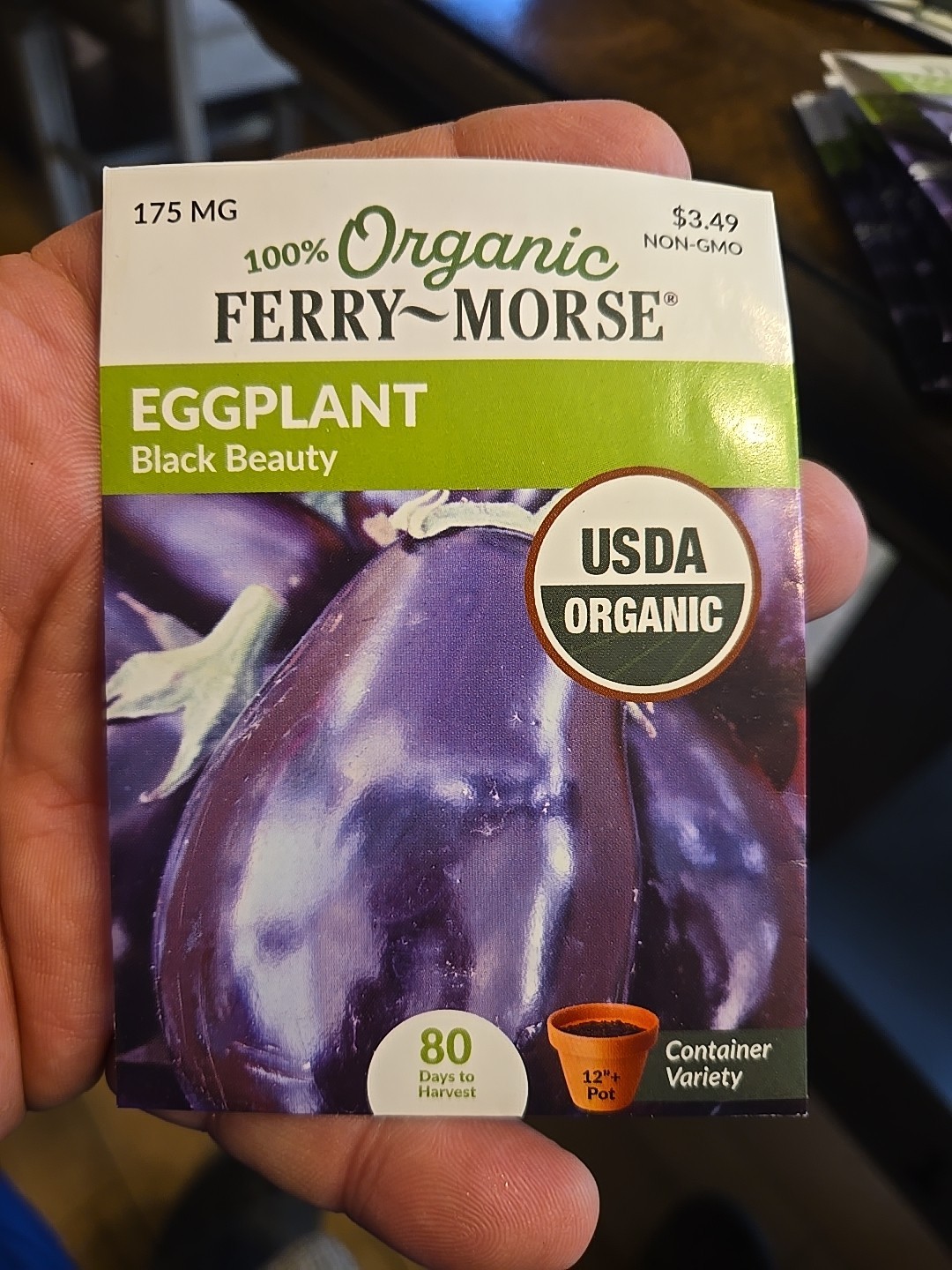 Ferry-Morse 2025 Seed EGGPLANT BLACK BEAUTY Organic 1.75 Mg