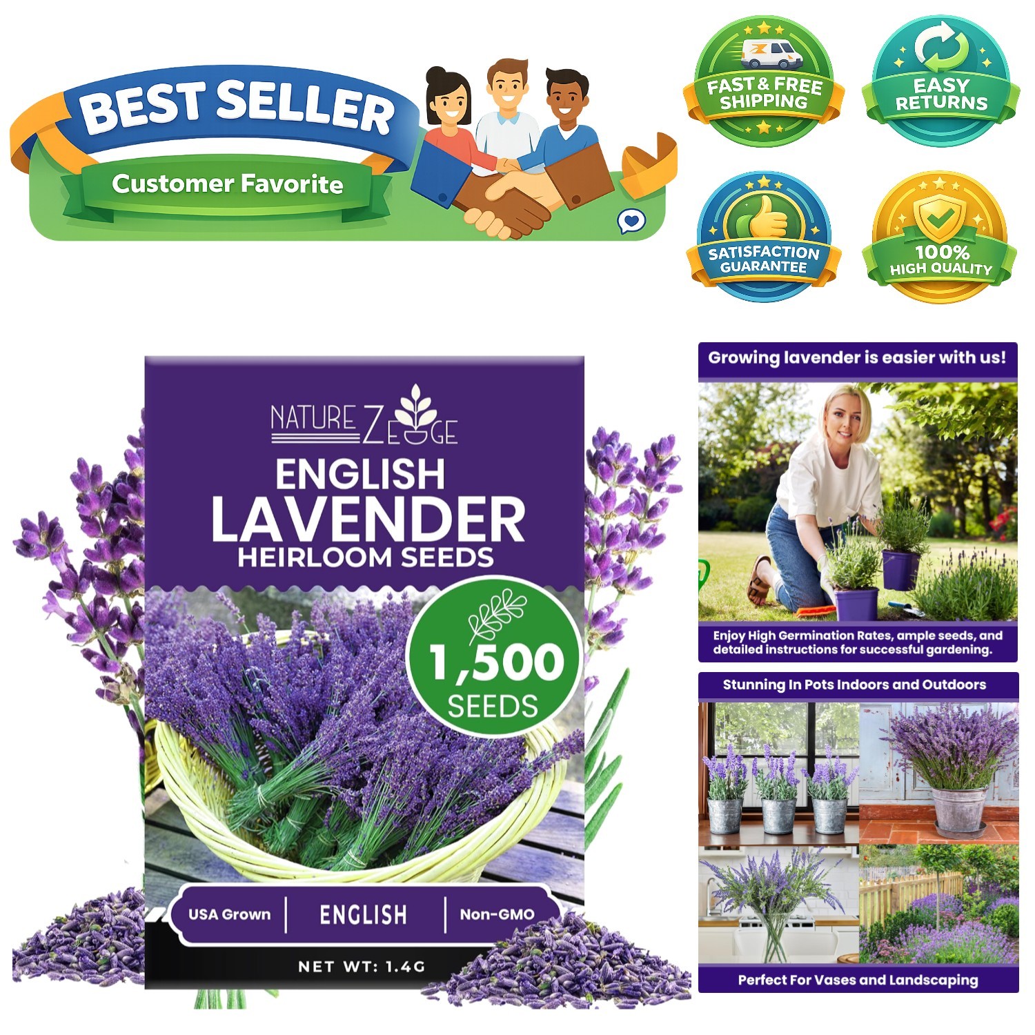 Indoor/Outdoor 1500 Lavender Seeds – Drought-Tolerant & Pollinator-Friendly