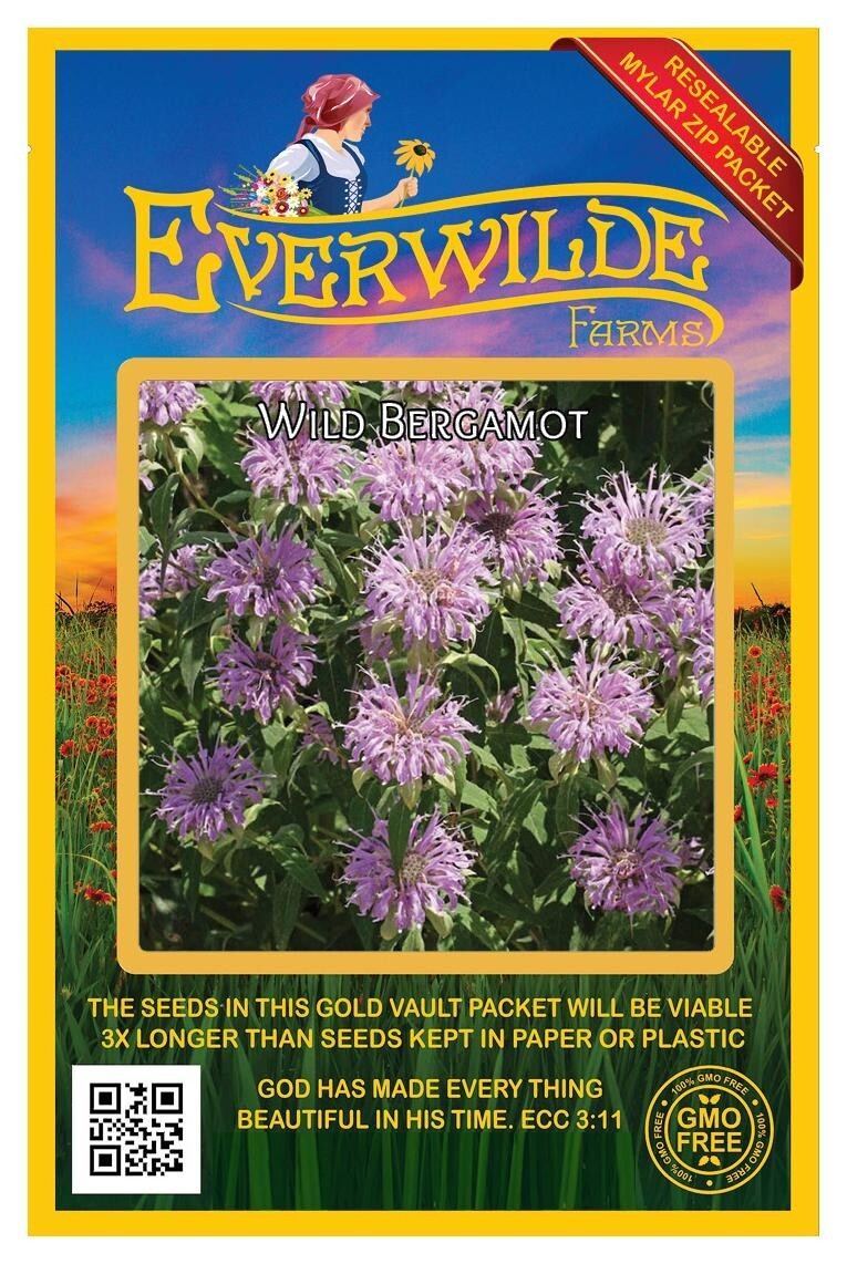 2000 Wild Bergamot Wildflower Seeds – Everwilde Farms Mylar Seed Packet