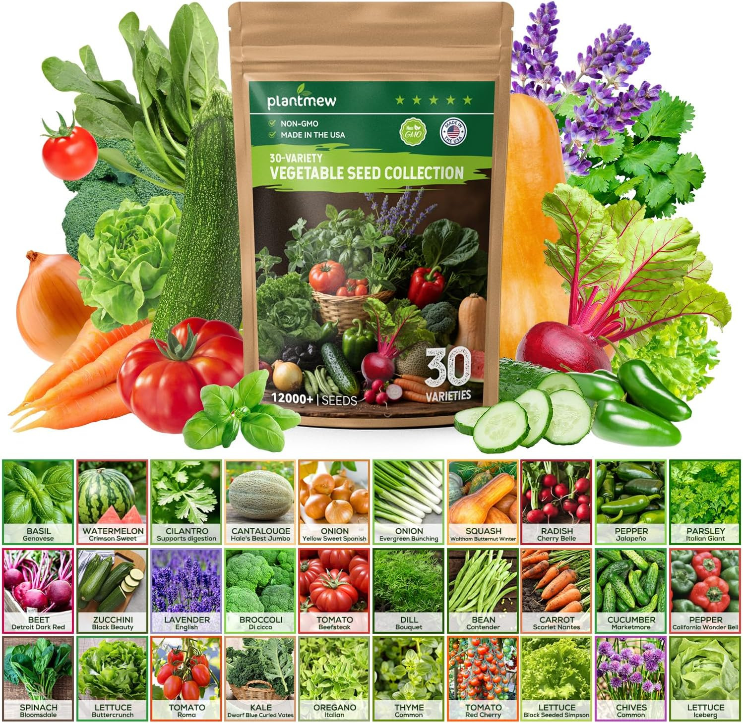 30 Heirloom seed Varieties for Planting, 12,000+ Garden Seeds – Survival Non-GMO