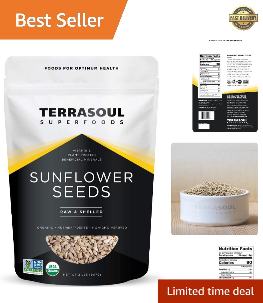Enjoy 2 Pounds of Organic Raw Hulled Sunflower Seeds – Ideal Snack & Ingredient