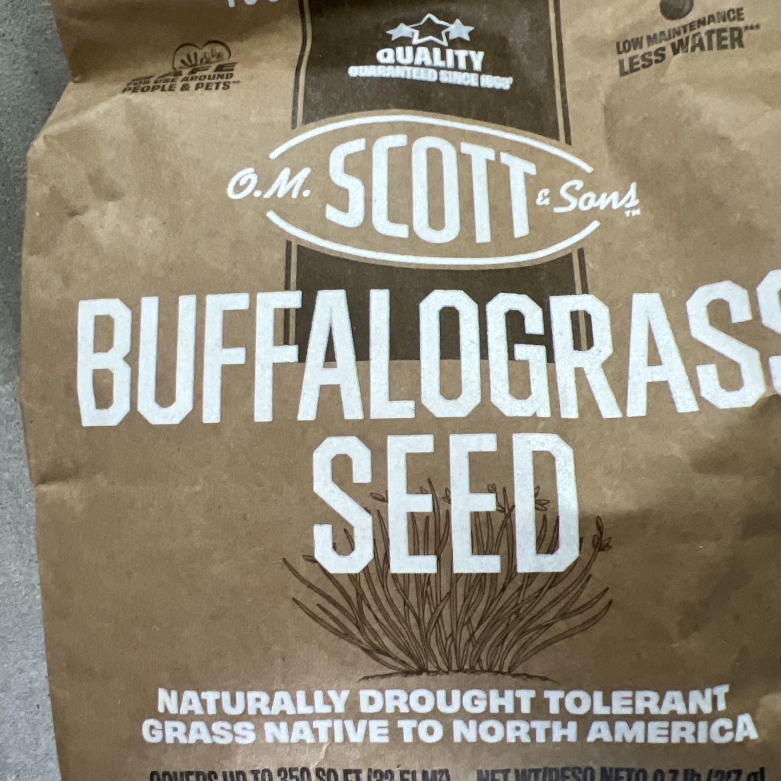 O.M. SCOTT & SONS BUFFALO GRASS SEED 0.7 lb. Bag 350 sq ft. Drought Tolerant
