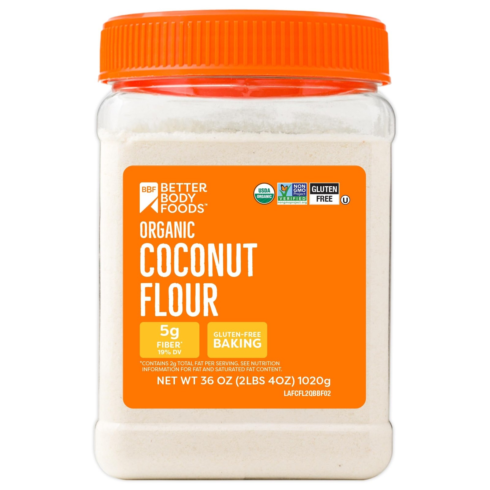 BetterBody Foods Organic Coconut 36 Ounce (Pack of 1), Flour 2.25lb