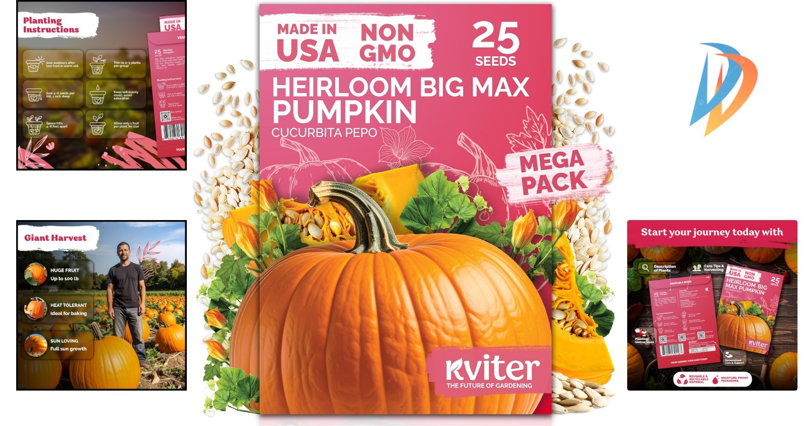 Giant 100 lbs Big Max Pumpkin Seeds – Disease Resistant & Low Maintenance