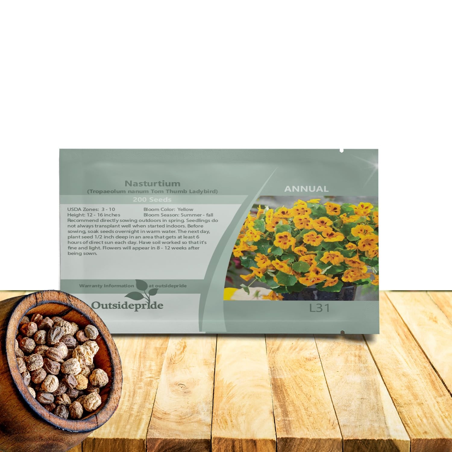 Tom Thumb Ladybird Nasturtium Seeds 200 Pcs for Vibrant Garden Blooms
