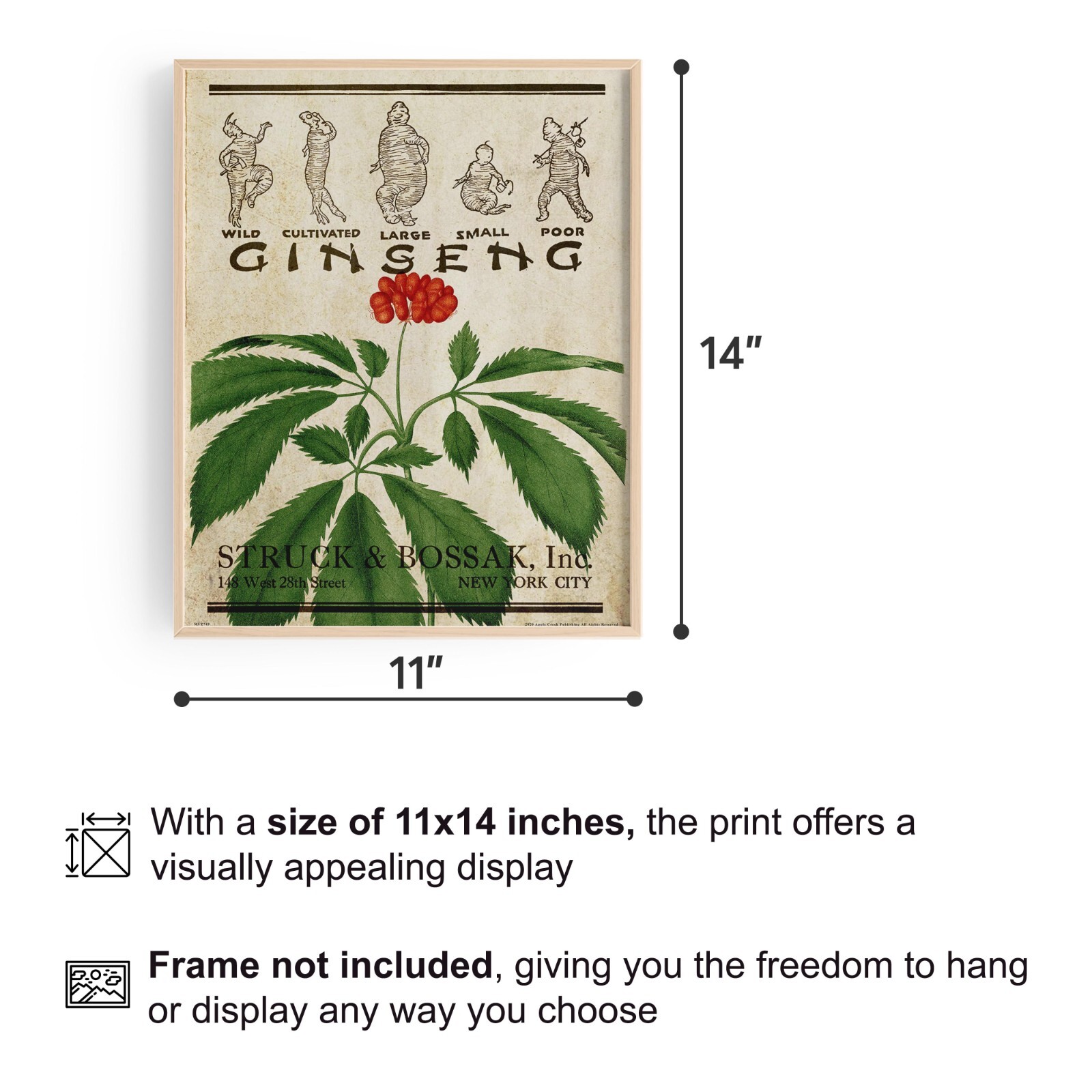 Wild Ginseng Root Poster Art Print Vintage Ginseng Hunting Wall Art Decor Gift