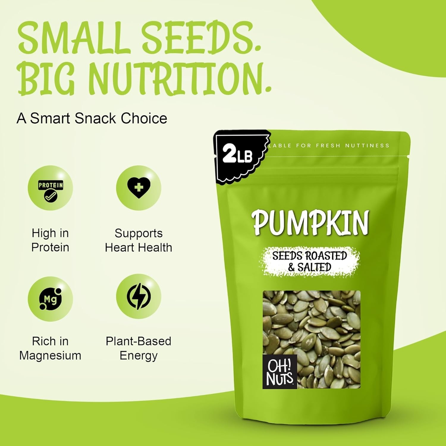 Kosher Certified Pumpkin Seeds – 2 lb No Shell Pepitas