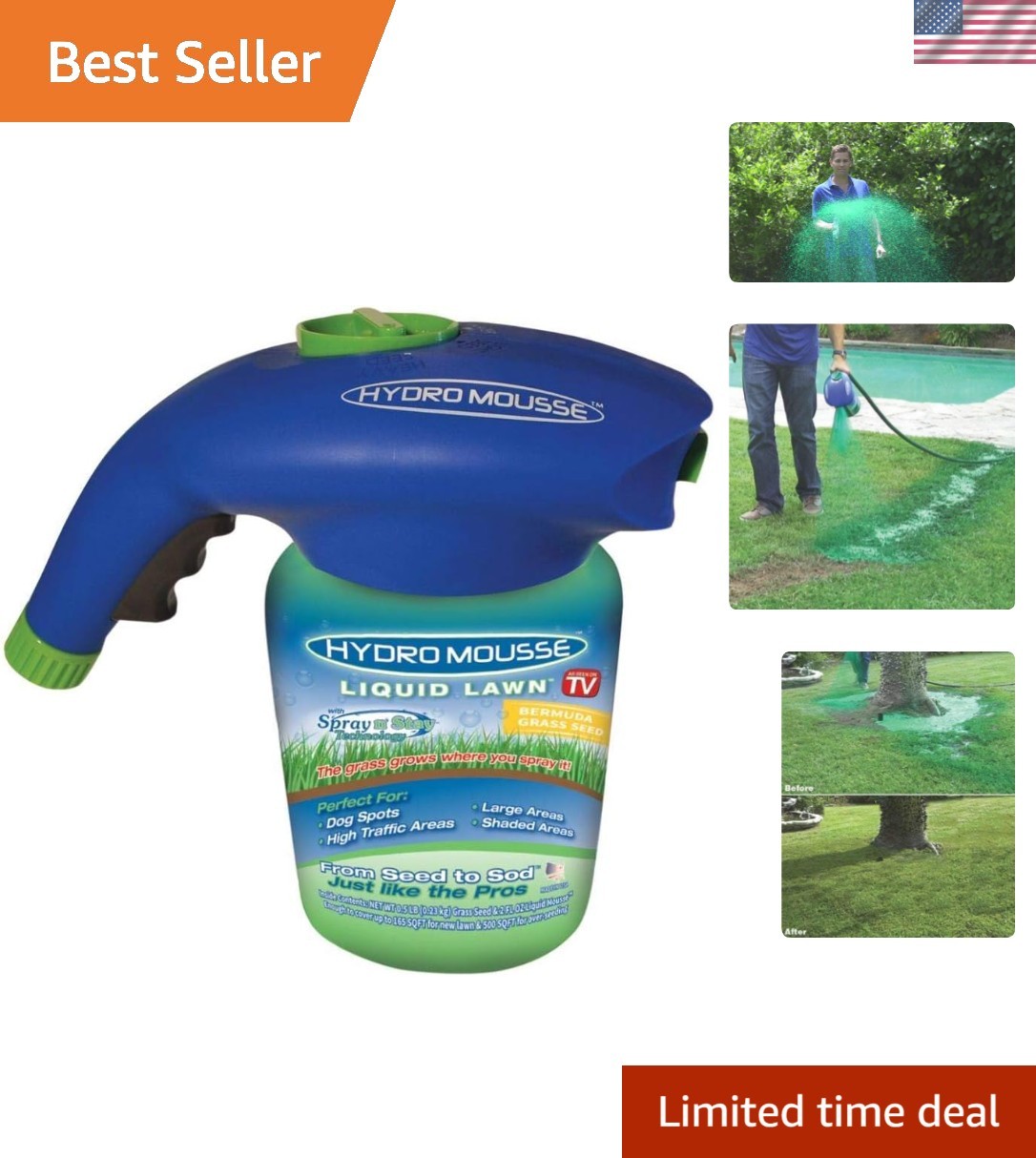 Liquid Lawn Bermuda Rye Kit – Grow Grass Effortlessly Where You Spray – 500 sqft
