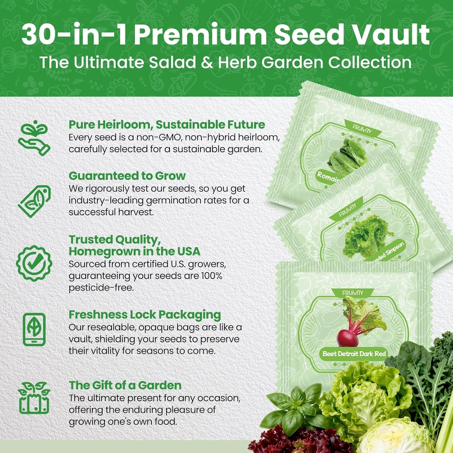 30 Heirloom Seeds Variety Pack – 18500+ Non-GMO Seeds for Planting Vegetables…