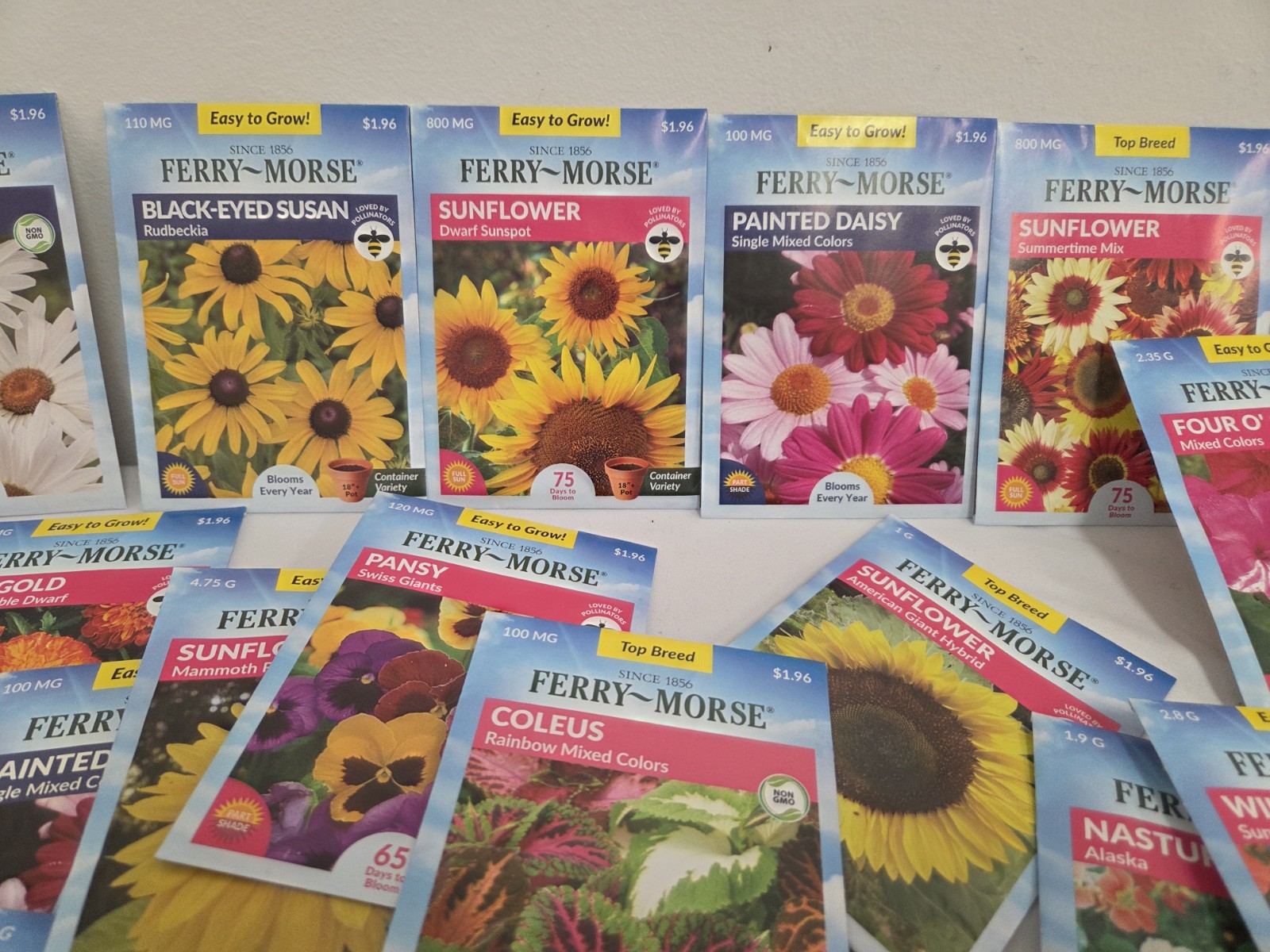 Lot Of 100 Variety Flower Seeds Packs Garden Pollinator- ALL FERRY MORSE 12/26