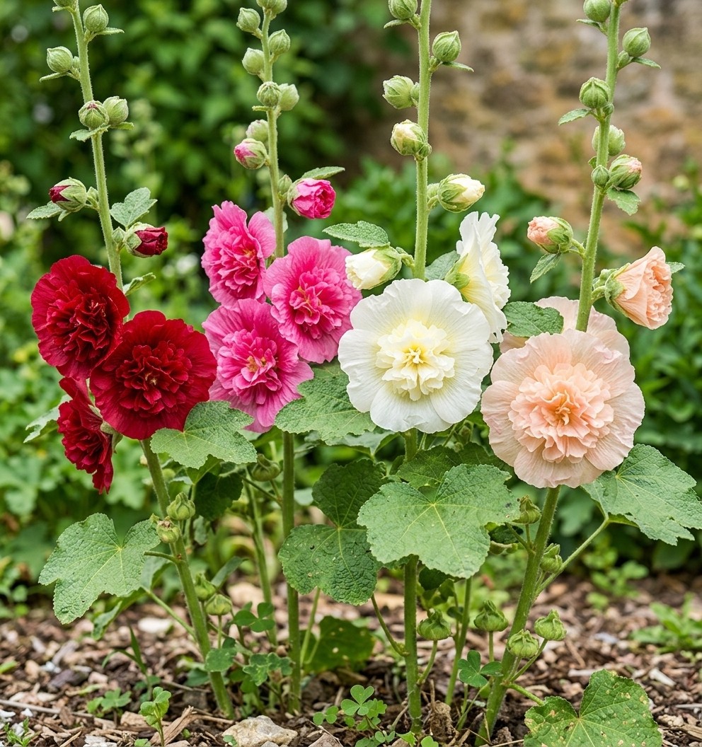100pcs Alcea Rosea Hollyhock Seeds Ornamental Perennial Flower Garden Decor