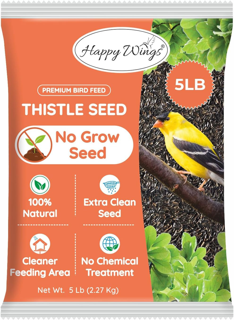 Nyjer/Thistle Seeds Wild Bird Food – 5 Pounds I No Grow Seed I Bird Seed for Wil