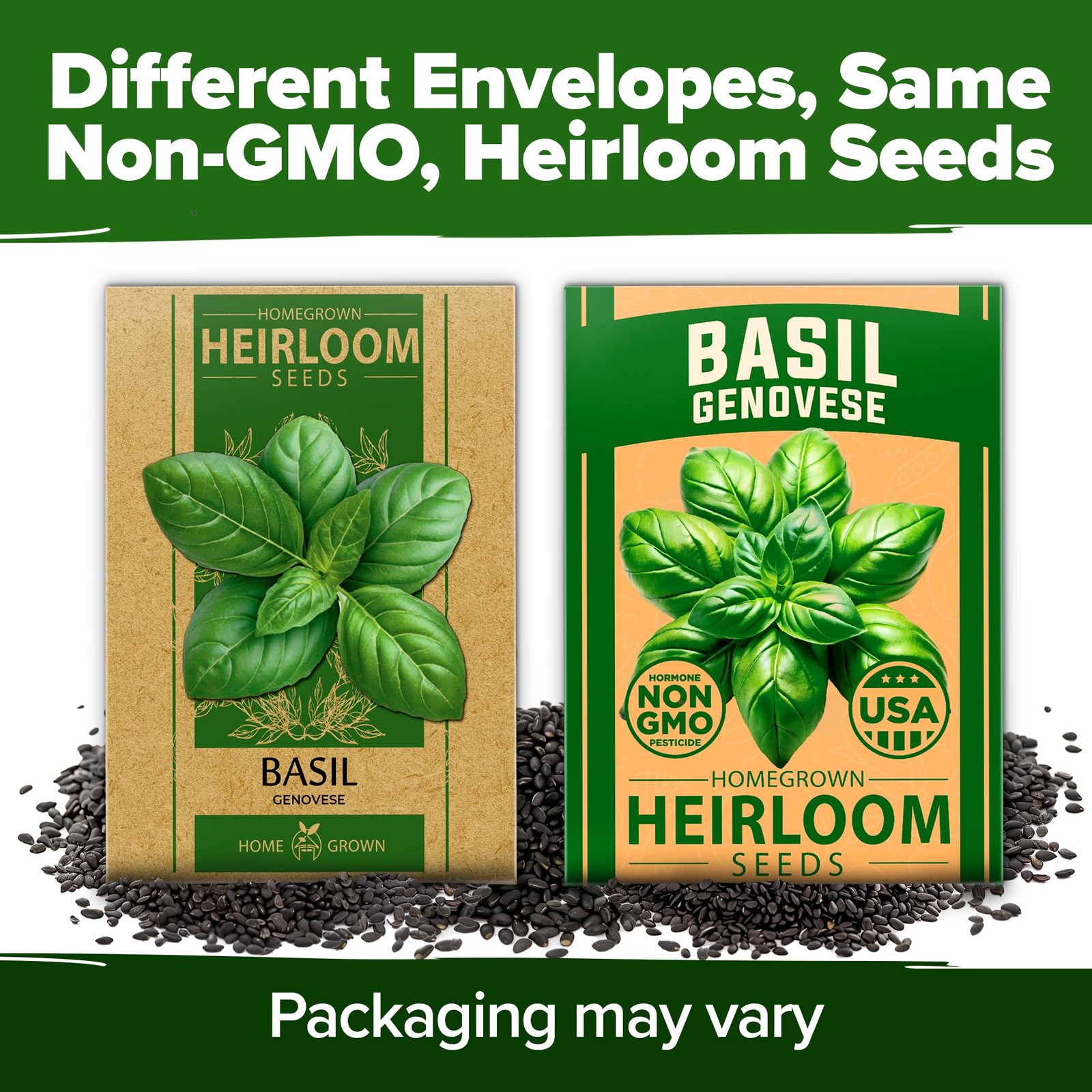Genovese Basil Seeds 2 Pack 3500 Non GMO Heirloom Basil Seeds for Planting O…