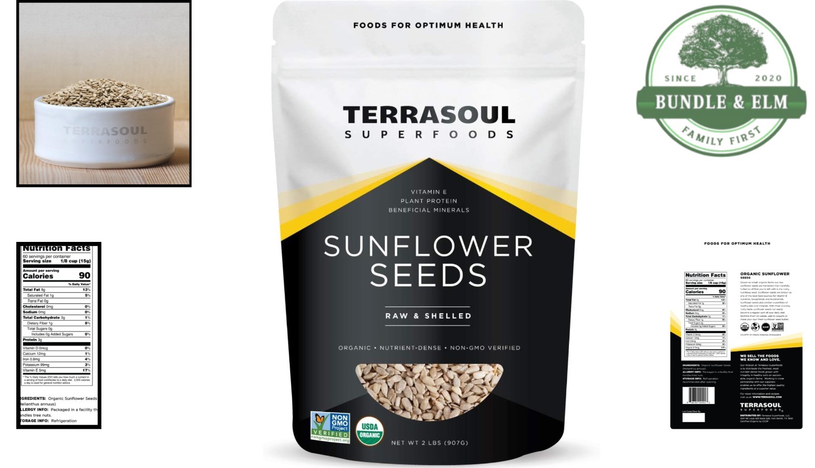 Fresh Organic Hulled Sunflower Seeds, 2 Pounds – Raw, Unsalted, Gluten-Free
