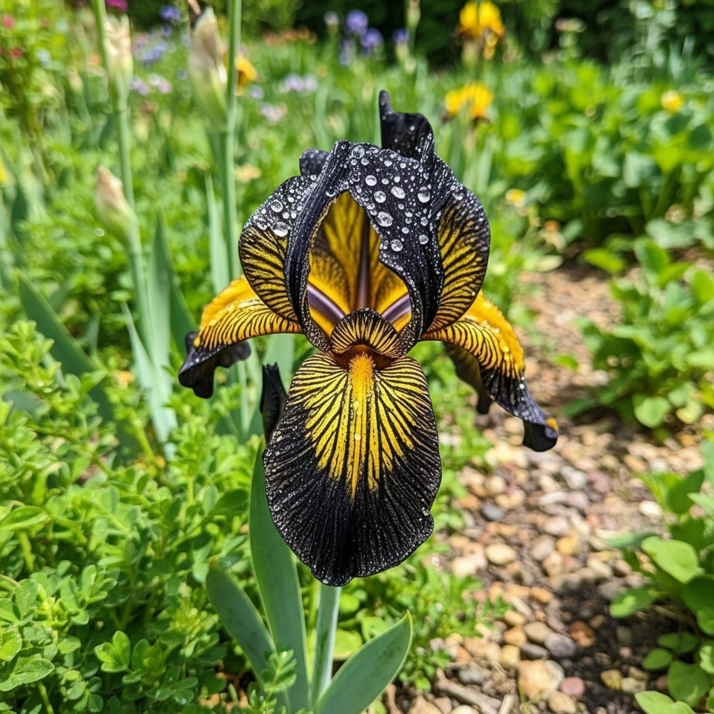 50 Bearded Iris Seeds – Black and Gold Iris with Bold Yellow Beard