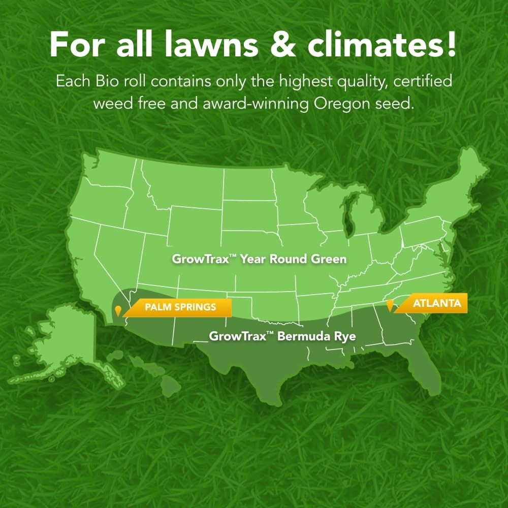 Growtrax Biodegradable Grass Seed Mat Year Round Green 50 Sq Ft Quick Fix Roll