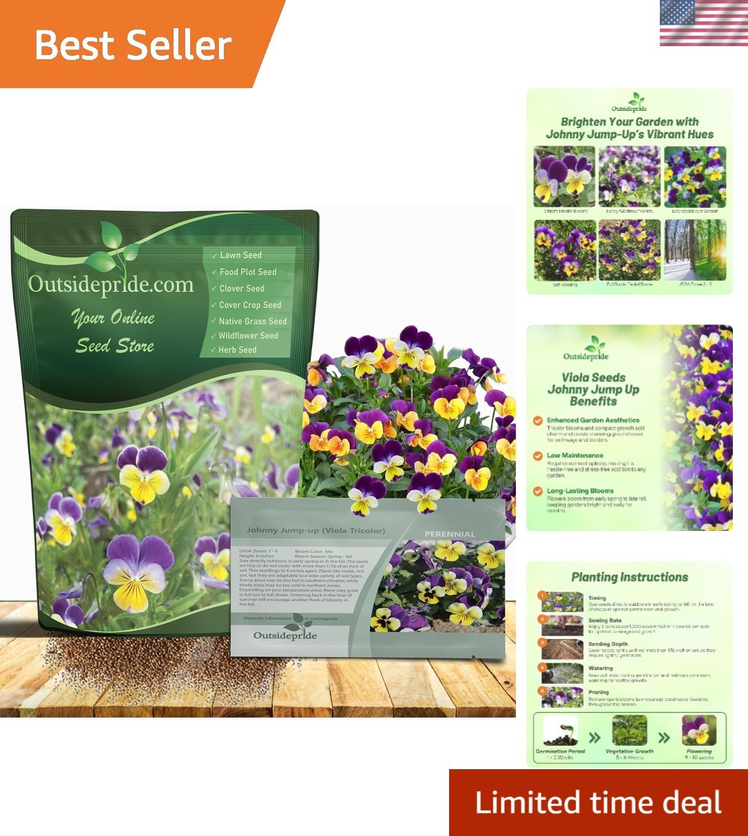 Johnny Jump Up Wildflower Seeds – 5000 Multi-Colored Blooms for Any Garden