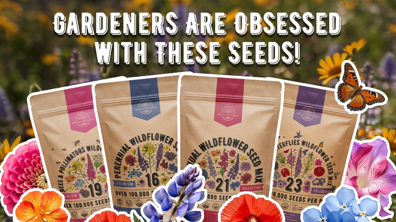 Wildflower Seeds Mix – 100,000+ Non-GMO Annual & Perennial for Garden, Attract B
