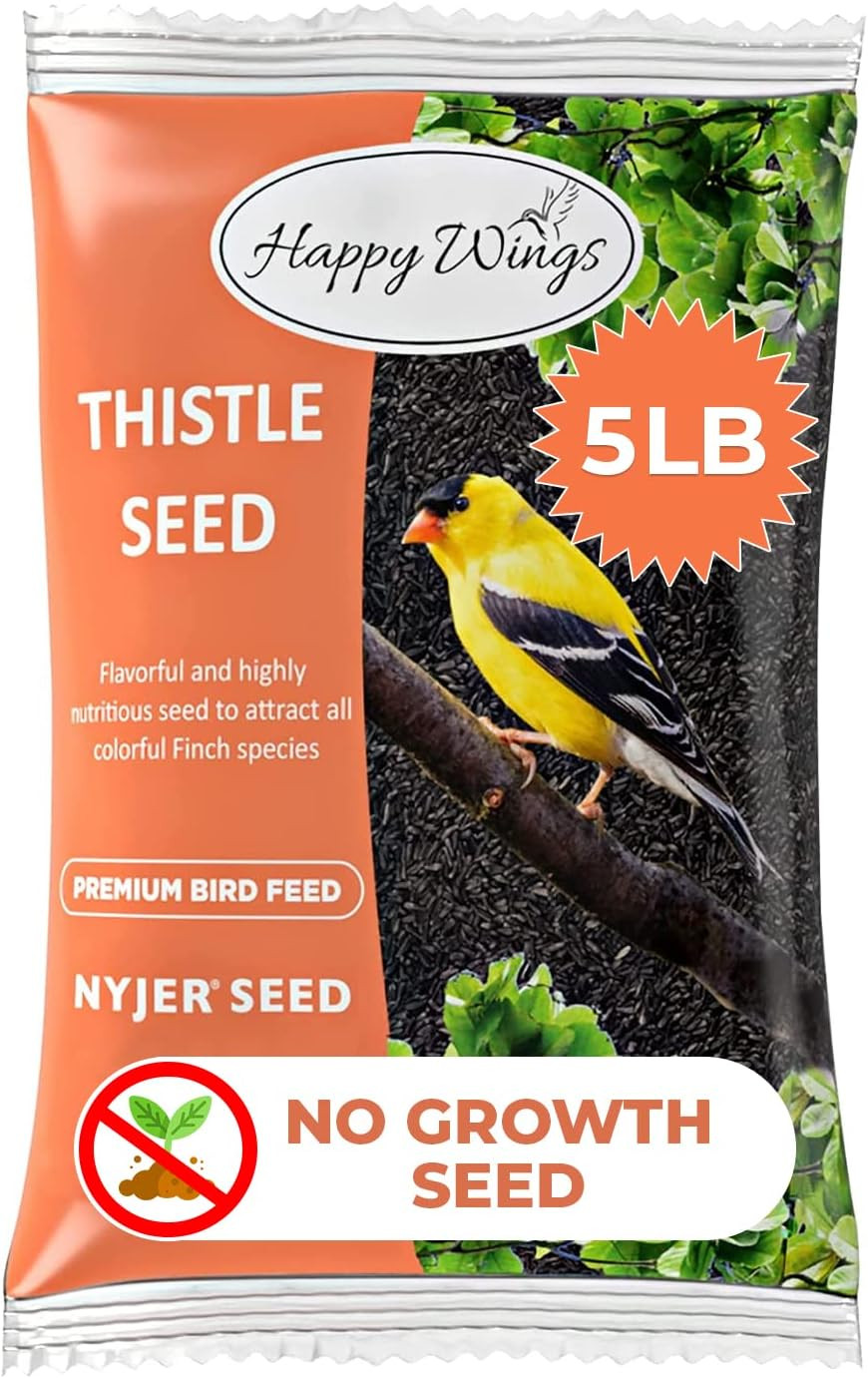 Nyjer/Thistle Seeds Wild Bird Food – 5 Pounds I No Grow Seed I Bird Seed for Wil