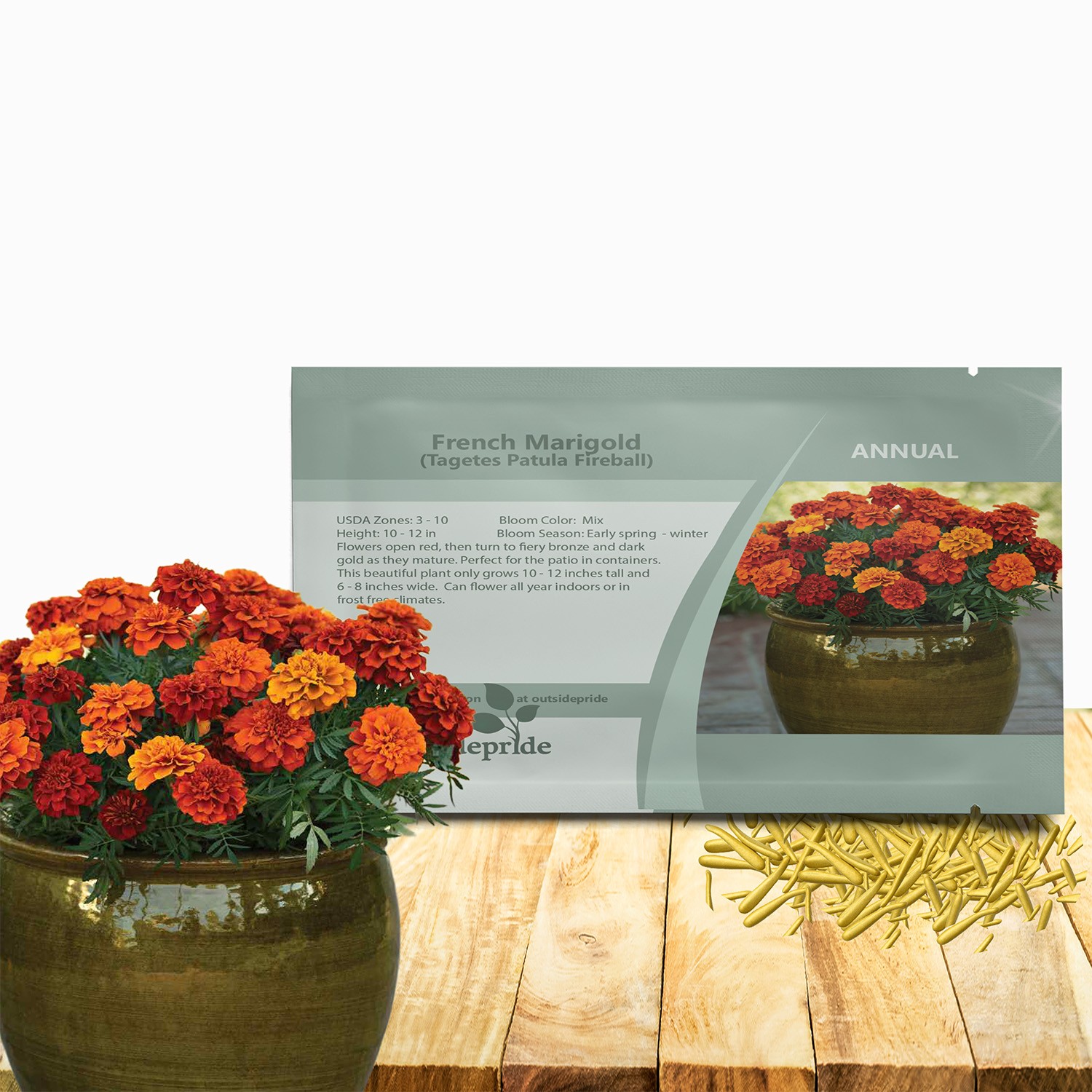 200 Seeds Tagetes Patula French Marigold Fireball Plant Flower Seeds