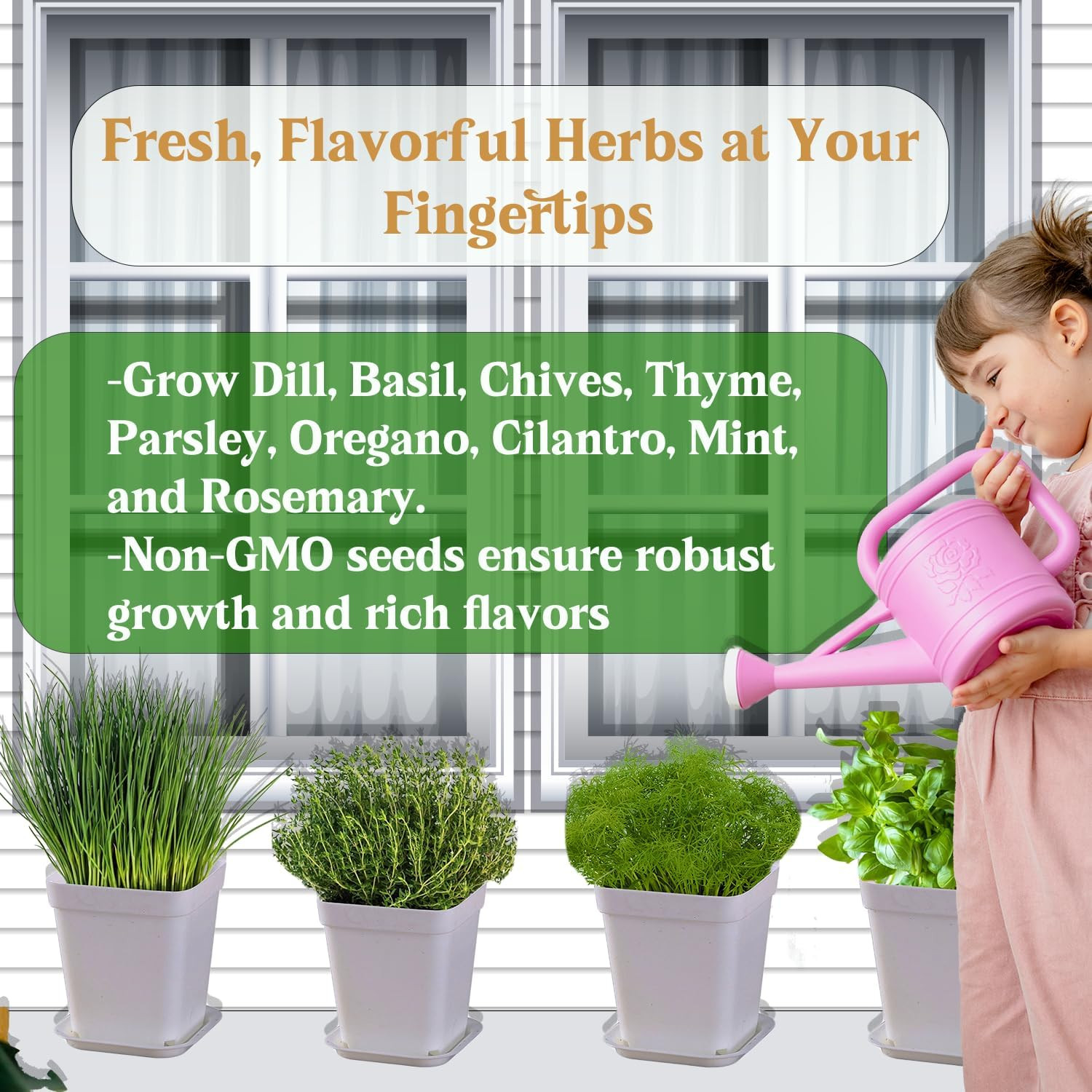 Indoor Herb Garden Kit, 9 Non-GMO Seeds with Reusable Pots, Planter – DIY Grow K