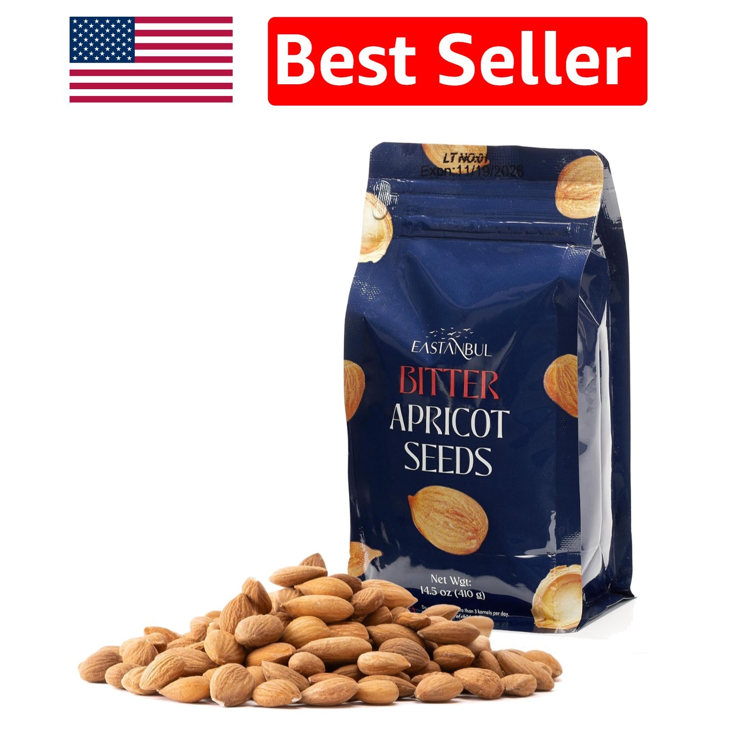 14.5oz Raw & Bitter Apricot Seeds – Natural Snack from Turkey