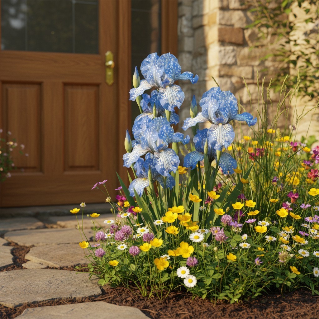 50 Blue Bearded Iris Seeds – Sky Blue Blooms with White Speckled Petals