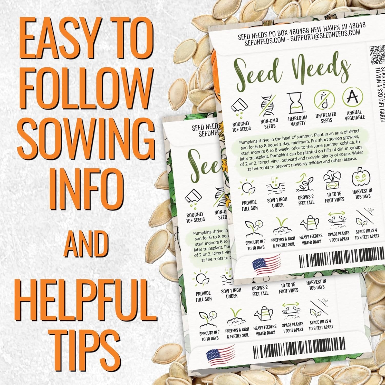 Seed Needs Pumpkin Seeds – Collection of 6 Individual Varieties