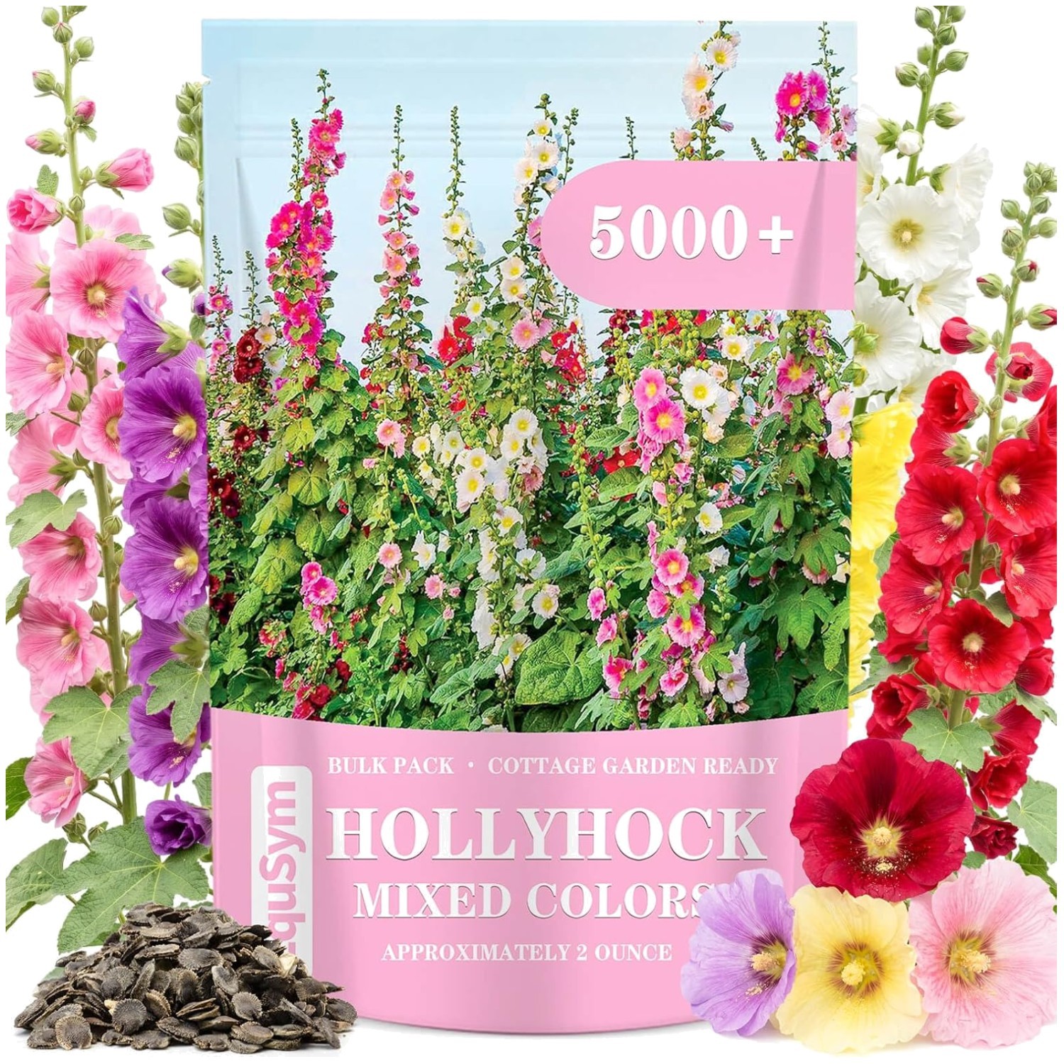 Bulk Pack 5000+ Hollyhock Seeds Mix – Tall Garden Blooms