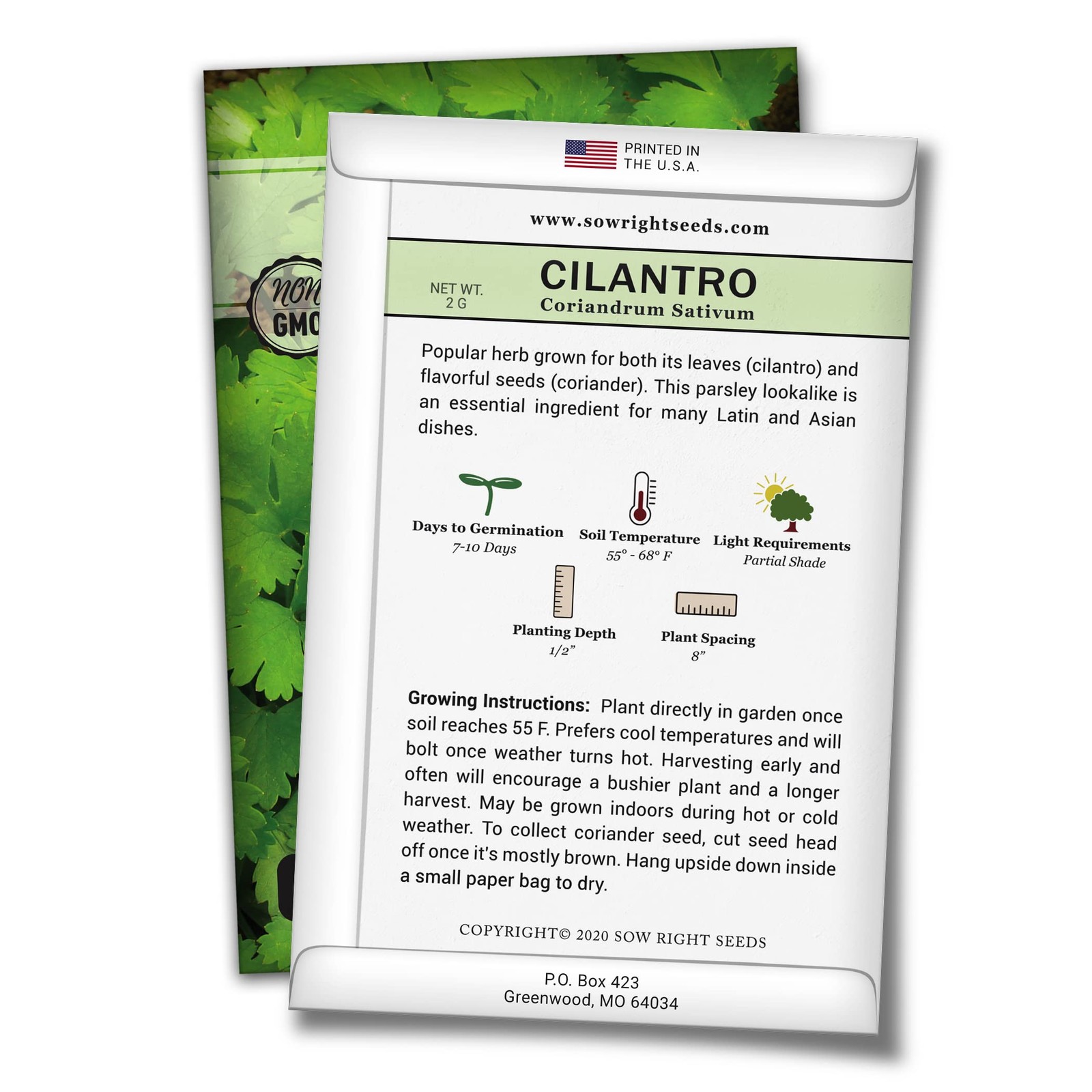 – Cilantro Seeds for Planting – Non-GMO Heirloom Packet with Instructions to …