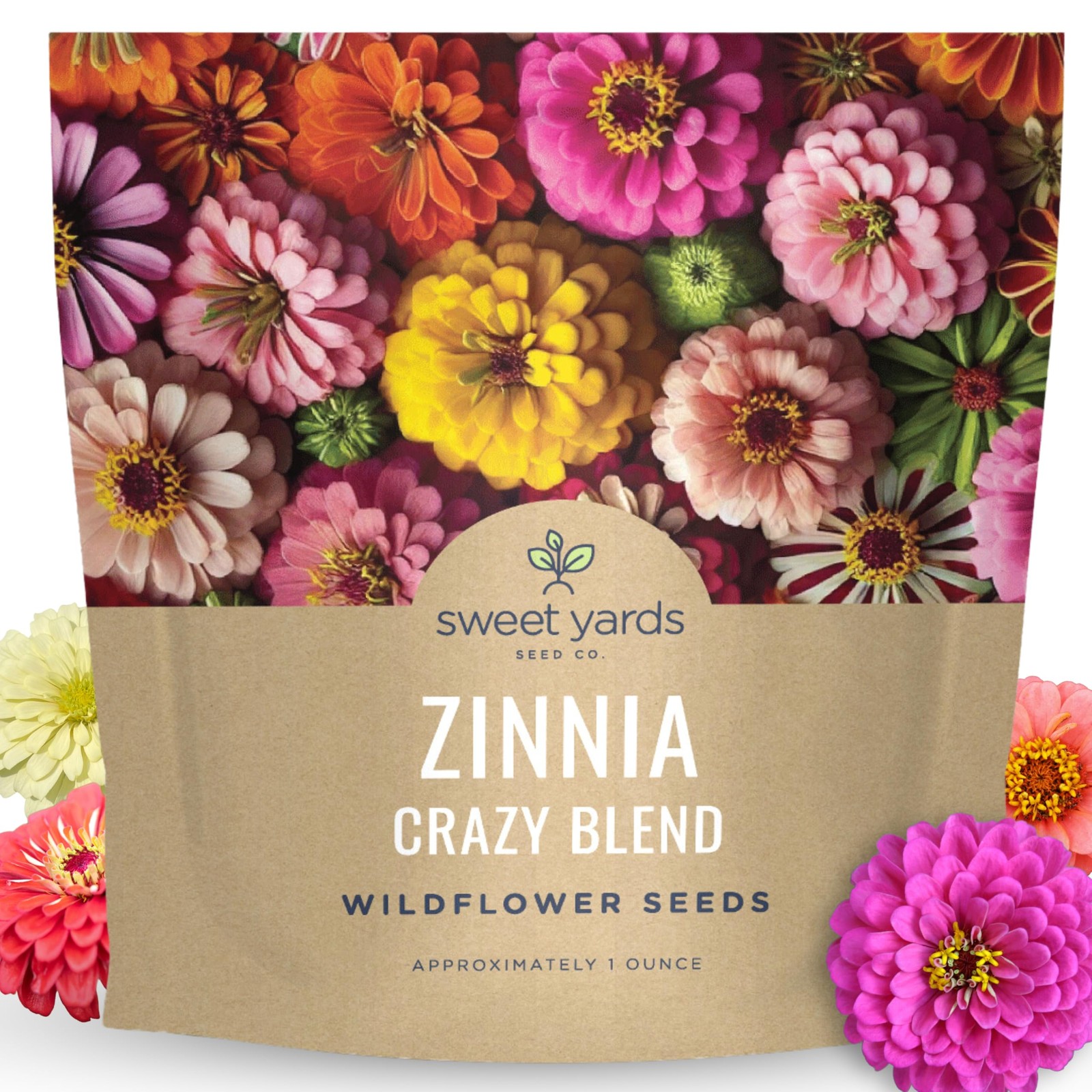 Zinnia Crazy Blend – Large 1 Ounce Packet – 4,000 Flower Seeds for Planting -…