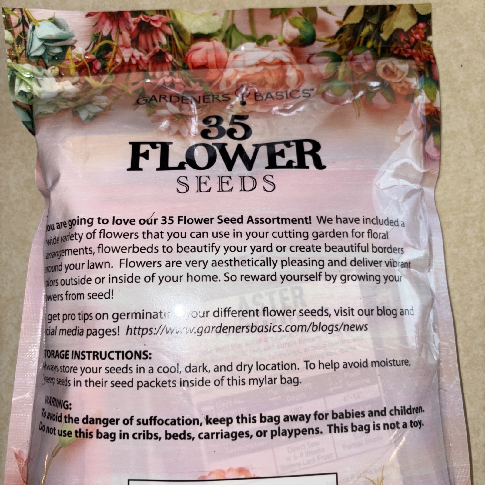 Gardeners Basics – 35 Flower Seed Assortment Pack – Wide Variety – Heirloom