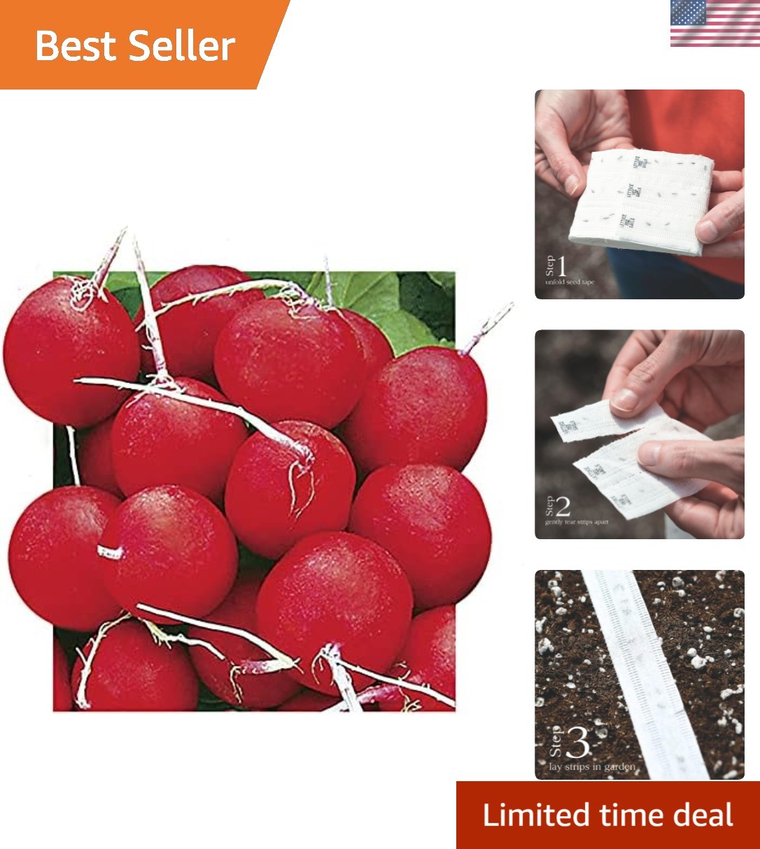 Grab Flavorful Annabel Radish Seeds – Biodegradable 15ft Tape for Your Garden