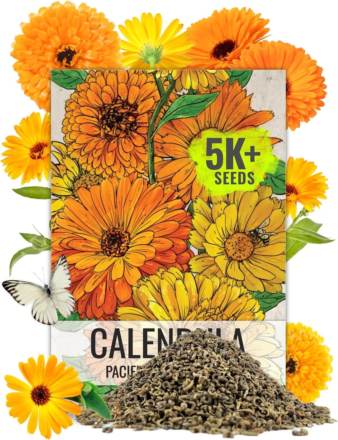 Calendula Seeds Pacific Beauty Mix 5,000+ Seeds Calendula Officinalis