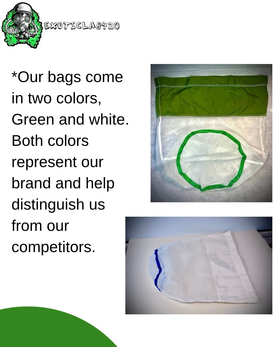 NEW 32Gallon(Green or White)Exoticlab420 120 micron single bag(Buy 5 Get 1 Free)