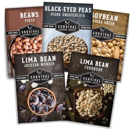 Dry Bean Seeds for Planting – 5 Heirloom Protein Varieties for Shelling &