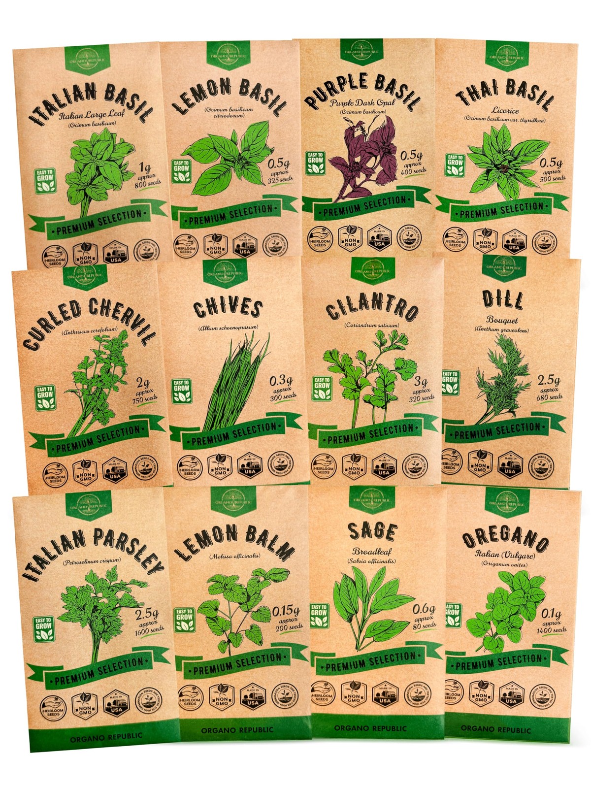 Culinary Herb Seeds Variety Pack 12 Types Non GMO Heirloom Outdoor Indoor Home G