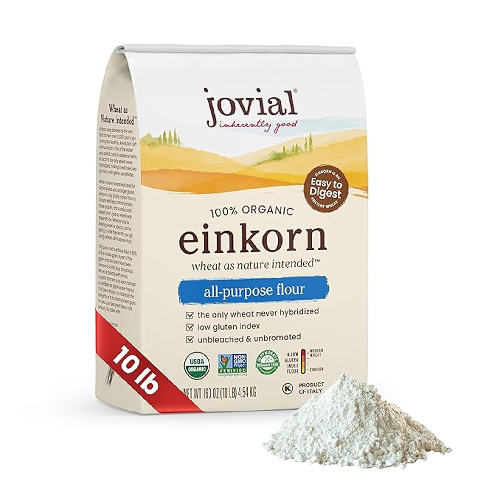 Jovial Organic Einkorn Unbleached All Purpose Flour – 160 Ounce (Pack of 1)