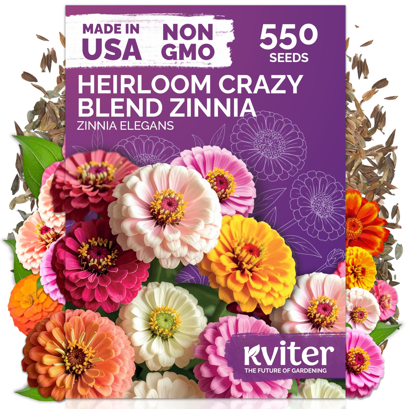 KVITER 550 Crazy Blend Zinnia Seeds for 2025 (Zinnia Elegans)