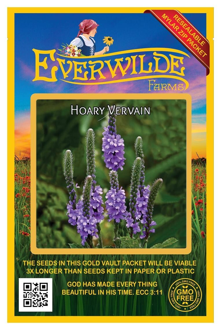 2000 Hoary Vervain Wildflower Seeds – Everwilde Farms Mylar Seed Packet