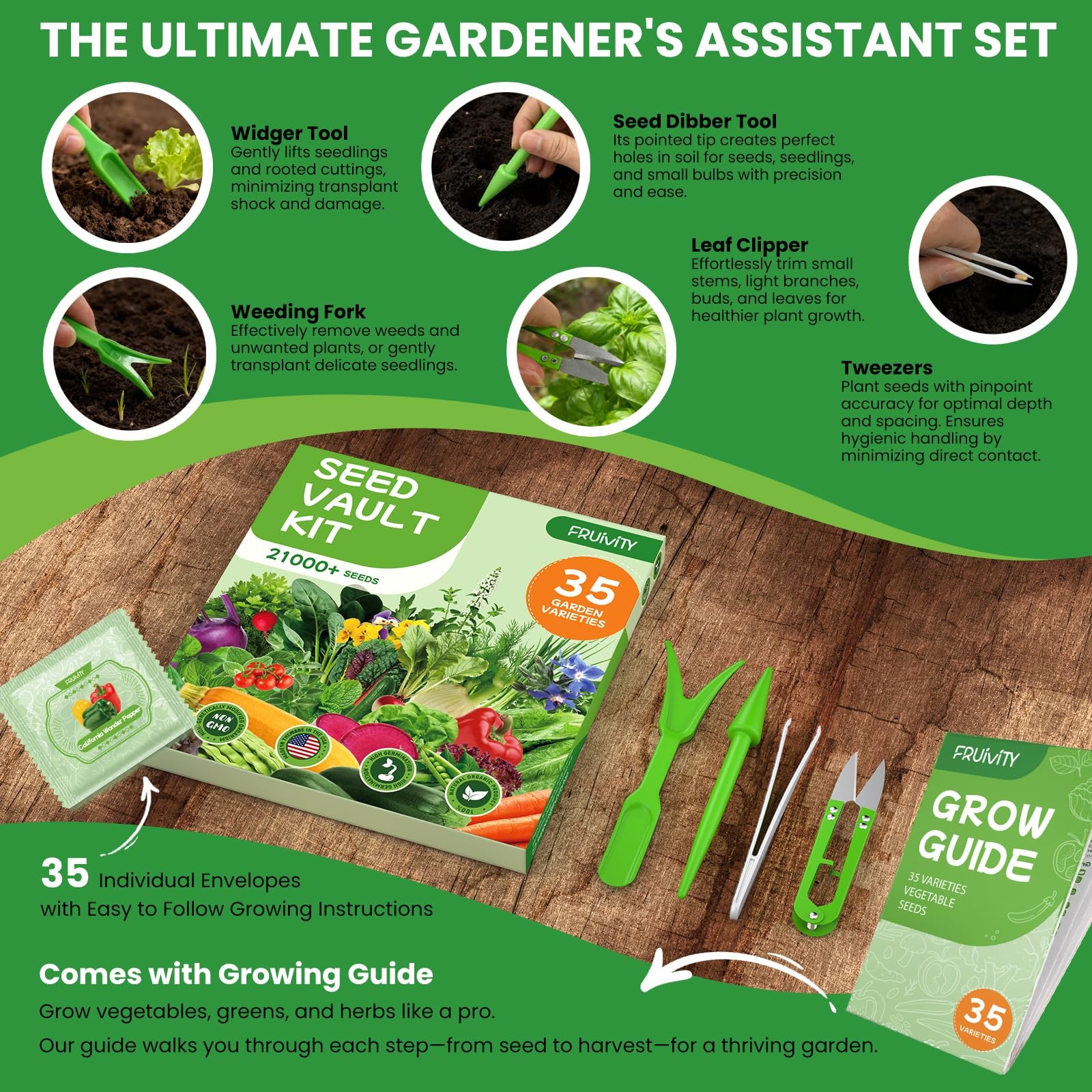 35 in 1 Heirloom Vegetable Seeds for Planting 21,000+ Seeds Kit for Indoor &…