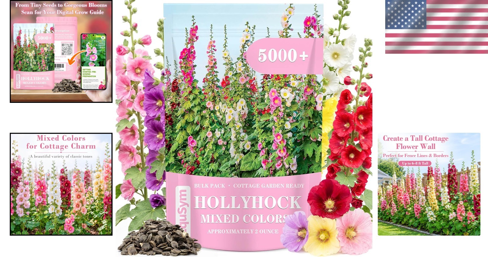Bulk Pack 5000+ Hollyhock Seeds Mix – Tall Garden Blooms