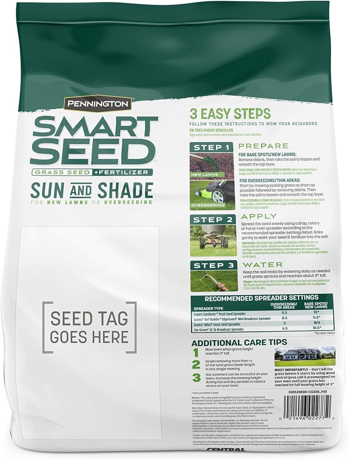 Smart Sun & Shade Grass Seed Mix, 3lb – Kentucky Bluegrass & Tall Fescue Blend