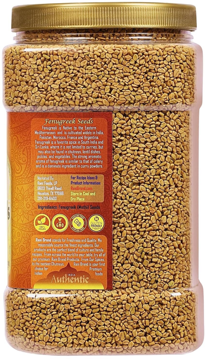 Rani Fenugreek Methi Seeds Whole 80oz Bulk Jar