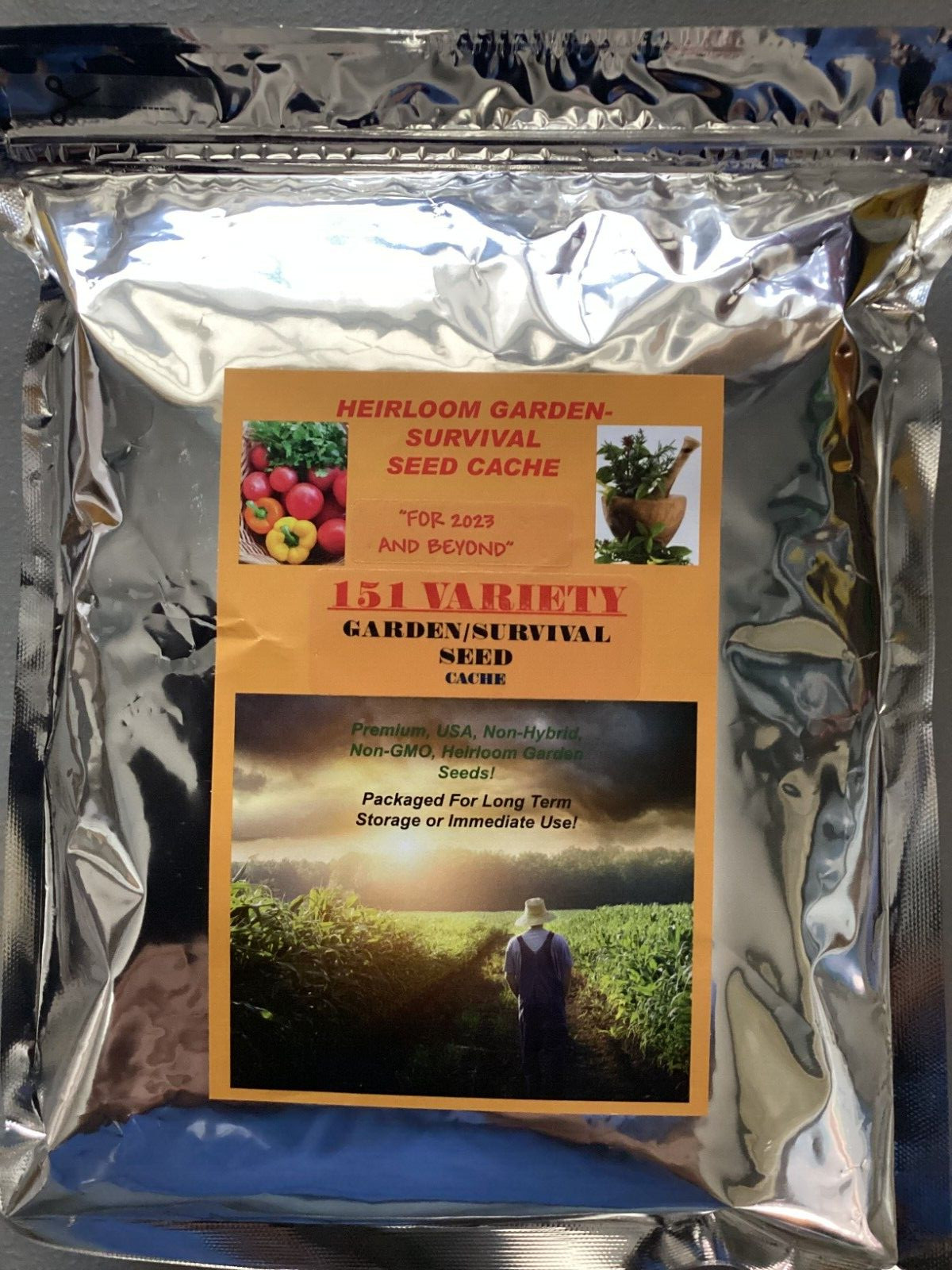 151 Varieties!56,000+Seeds Non-Gmo GARDEN SURVIVAL SEED CACHE WITH $30 HERB PACK